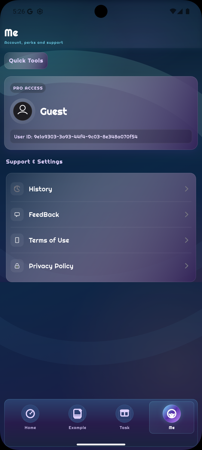 Home screen