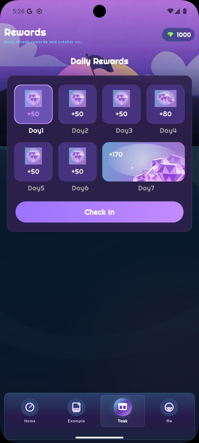 Rewards screen